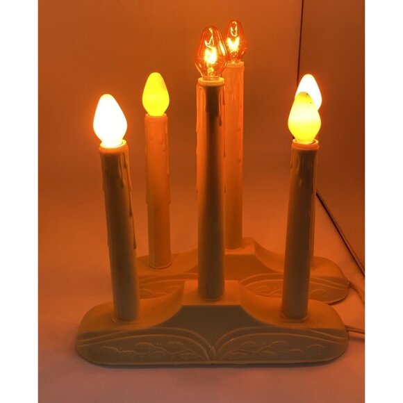 Vintage 3 Light Electric Candolier Drip Candles Christmas Candelabra Set of 2 - Picture 1 of 14